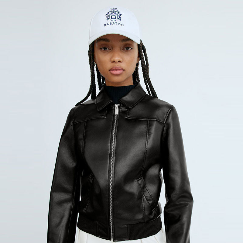 New Black Women's RAF Sheepskin Shearling Aviator Leather Biker Jacket