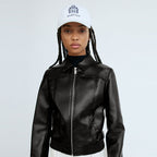 New Black Women's RAF Sheepskin Shearling Aviator Leather Biker Jacket