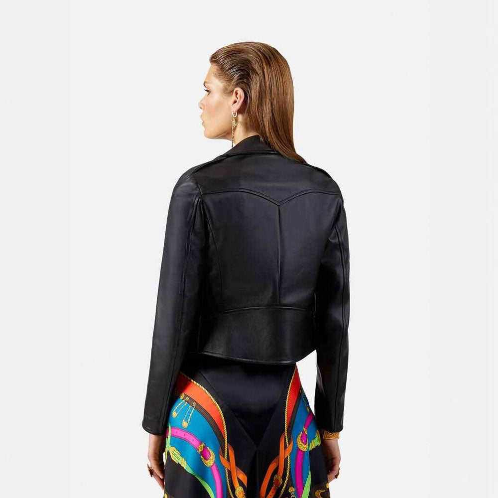 Women's Black Leather Biker Jacket