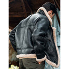 Men B3 Bomber RAF Aviator Pilot Shearling Sheepskin Leather Motorcycle Jacket