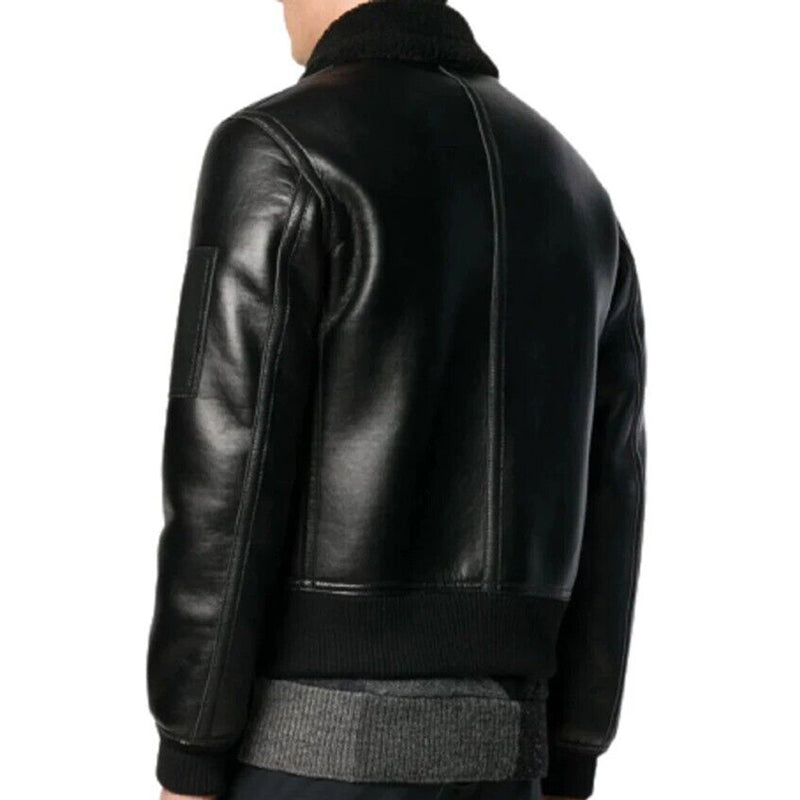 New Mens Pilot Black Aviator G-1 A-2 Flight Bomber Leather Jacket
