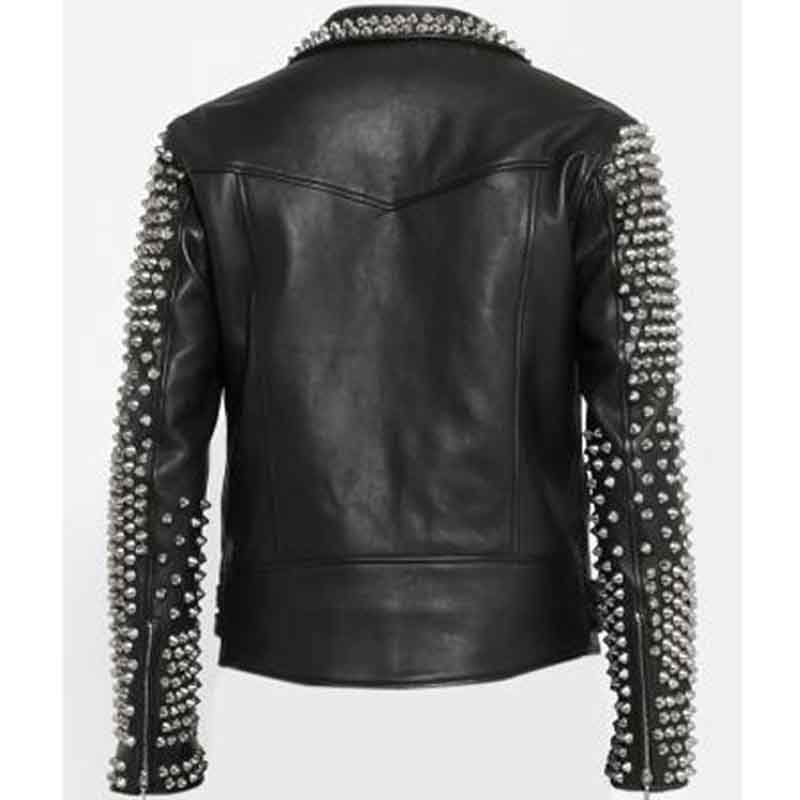 Black Studded Leather Jacket Mens
