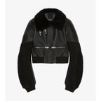 New Women's RAF Sheepskin Shearling Aviator Black Bomber Leather Jacket