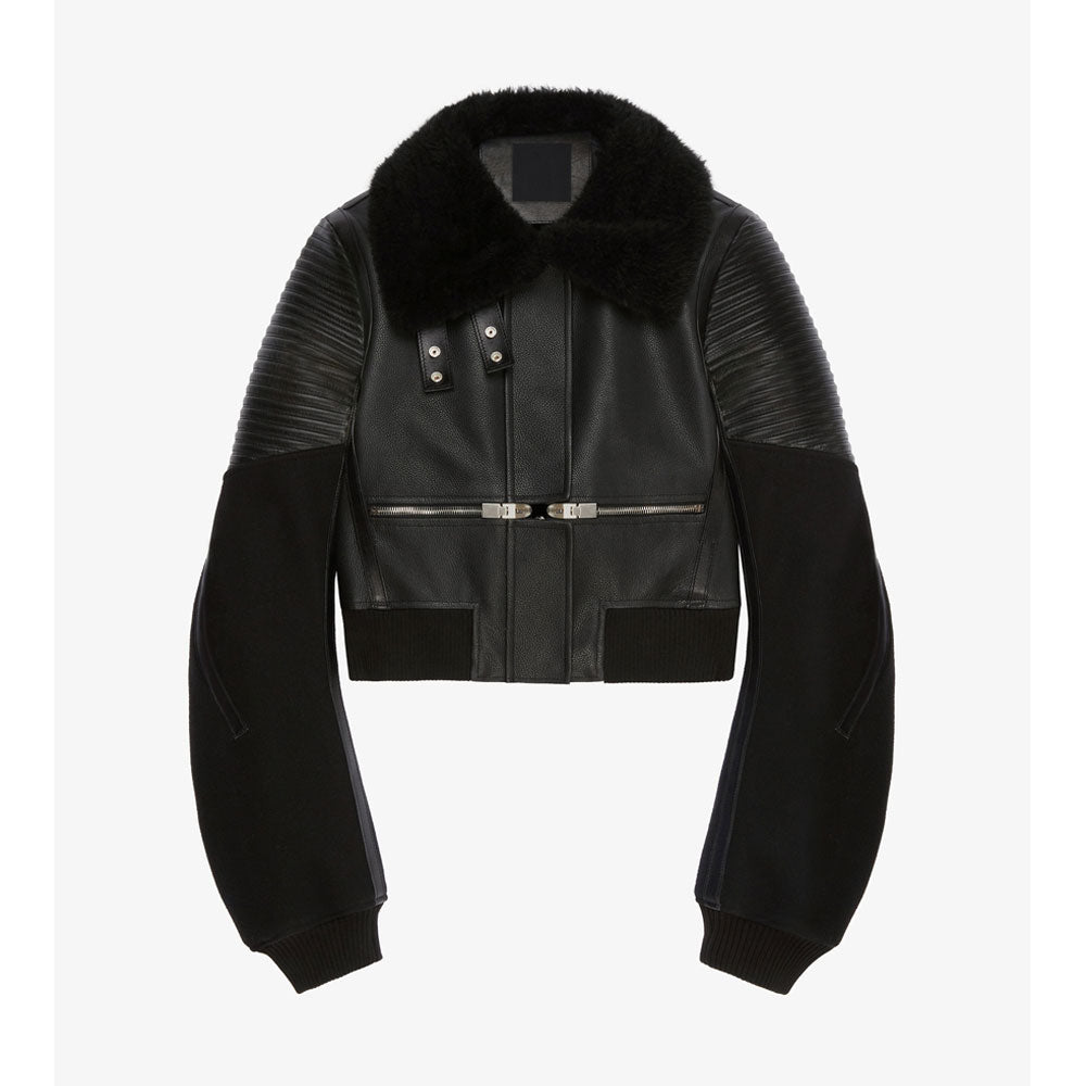 New Women's RAF Sheepskin Shearling Aviator Black Bomber Leather Jacket
