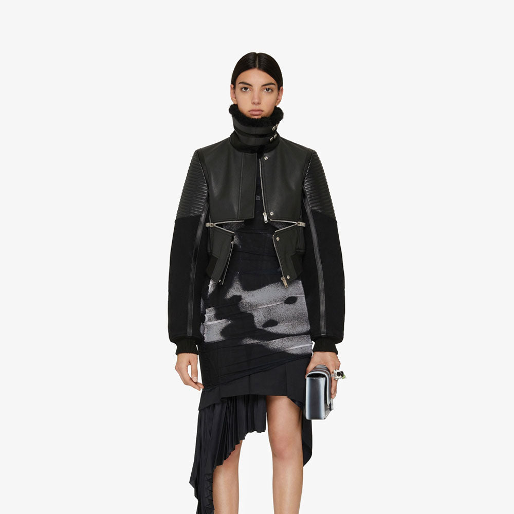 New Women's RAF Sheepskin Shearling Aviator Black Bomber Leather Jacket