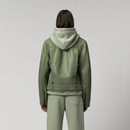 Women's Green Sheepskin Leather Riding Biker Jacket