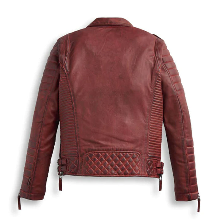 Mens RidingJackets MotoFashion Red Biker Leather Motorbike Jacket