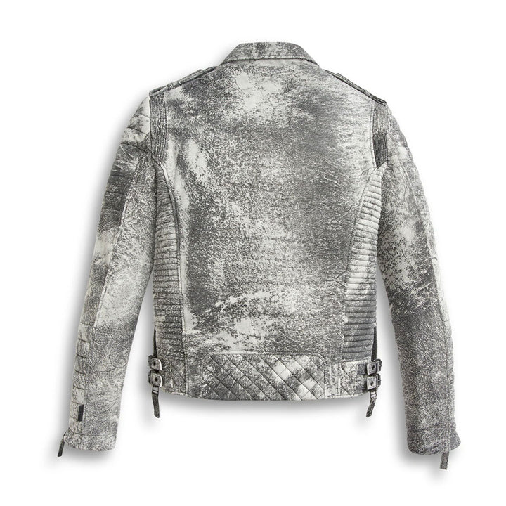 Moto Fashion Storm Grey Biker Leather Motorcycle Jacket