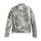 Men Storm Grey Biker Leather Motorcycle Jacket