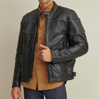 Mens Black Leather Rider Jacket with Thinsulate™ Lining