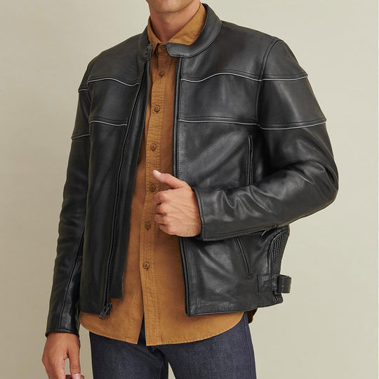 Mens Black Leather Rider Jacket with Thinsulate™ Lining