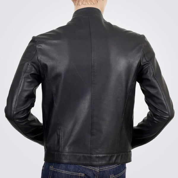 Men’s Black Soft Cowhide Studded Leather Biker Jacket – Avanzar Leather