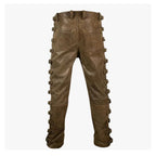 Men's Brown Leather Biker Jacket – Slim Fit with Side Buckles