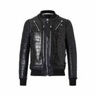 Leather Black Bomber Crocodile Leather Jacket