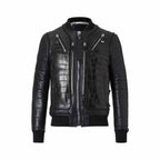 Leather Black Bomber Crocodile Leather Jacket