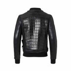 Leather Black Bomber Crocodile Leather Jacket