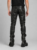 Leather Exotica Black Leather Biker Pants - Bold Motorcycle Style