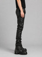 Leather Exotica Black Leather Biker Pants - Bold Motorcycle Style