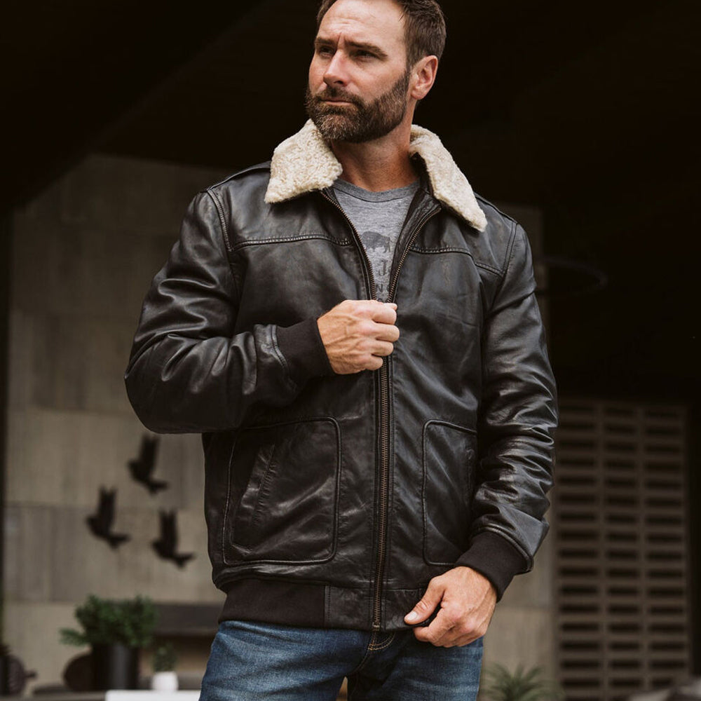 Men's RAF G1 Real Leather A2 Bomber Flight Aviator Jacket Vintage Sheepskin Coat