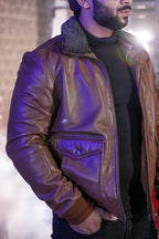 Men's G-1 Flight Tan Genuine Leather Bomber Jacket