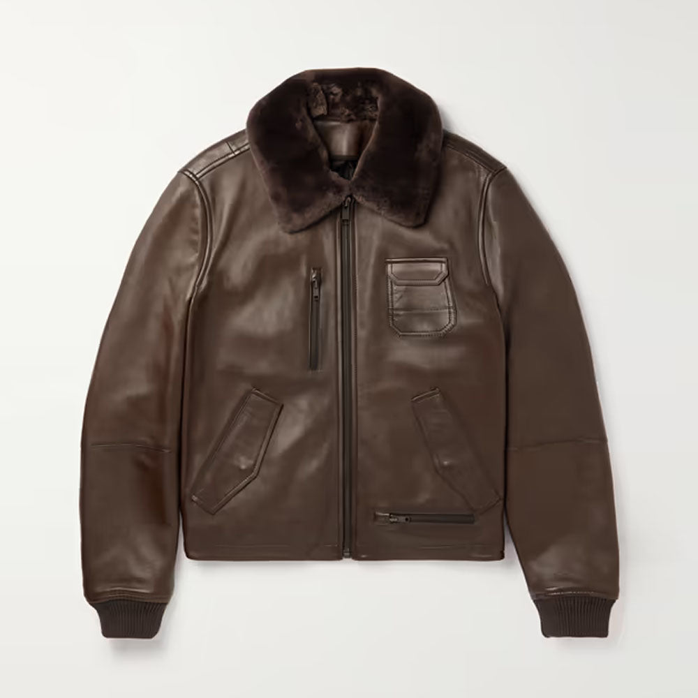 Men B3 Airforce Sheepskin Bomber Flying RAF Brown Shearling Leather Jacket