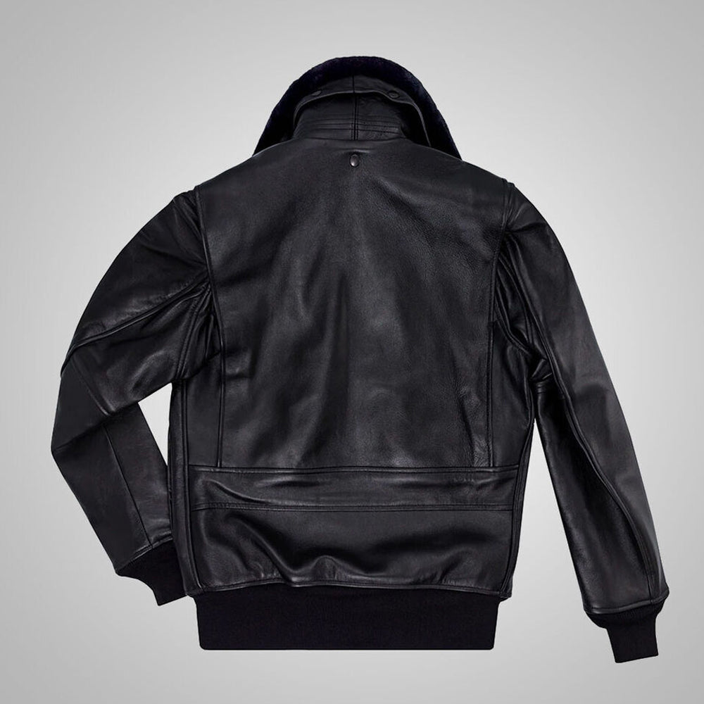 Men's RAF Aviator Pilot Sheepskin G1 Real Leather Bomber Jacket Vintage Black Coat