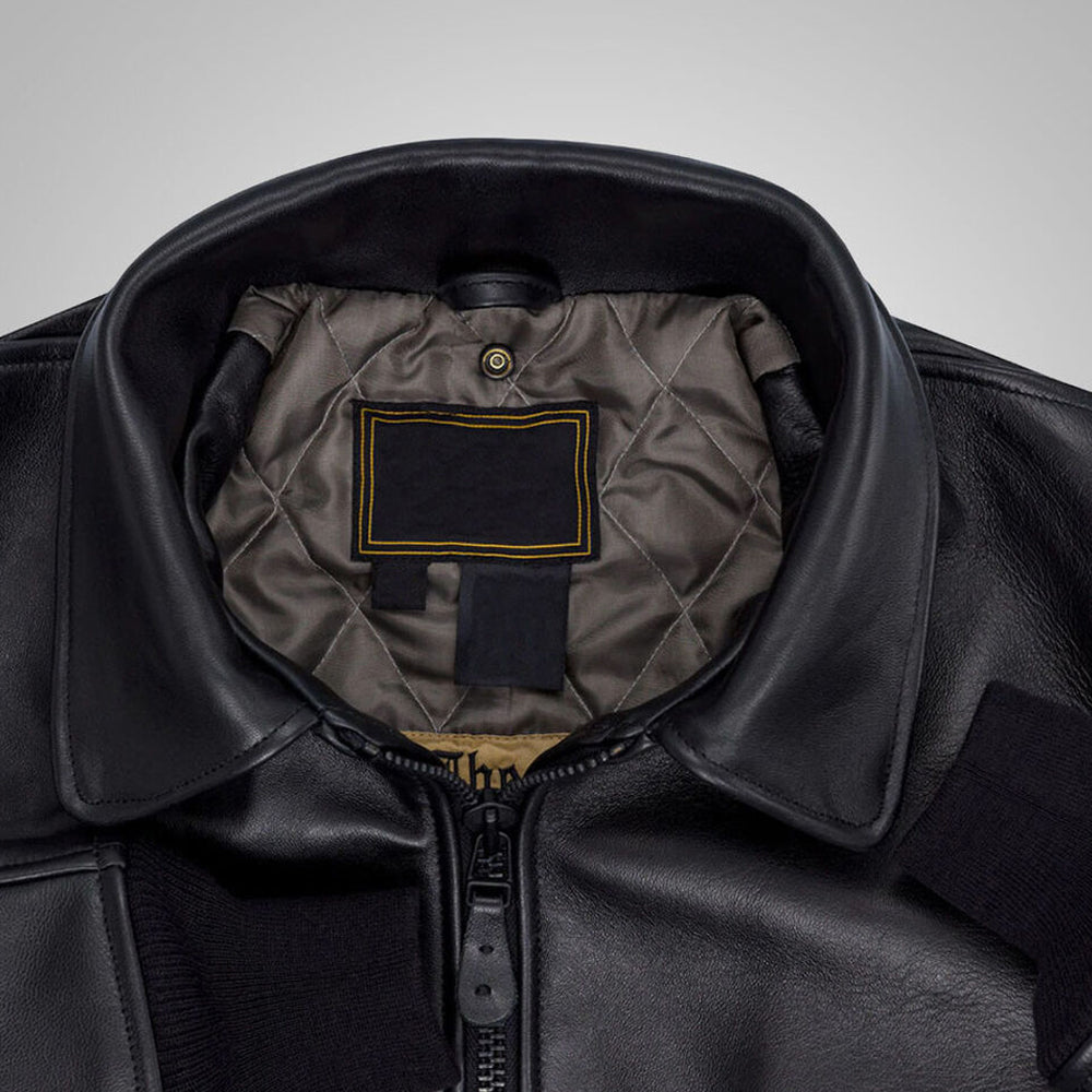 Men's RAF Aviator Pilot Sheepskin G1 Real Leather Bomber Jacket Vintage Black Coat