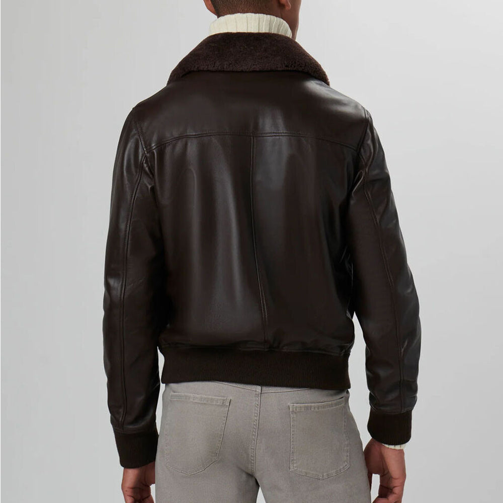 Men's Vintage RAF Aviator Shearling G1 Real Brown Leather Bomber Flight Sheepskin Jacket Coat