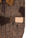 Men Brown Pilot Military G-1 Airforce Fur Collar Bomber Leather Jacket