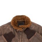 Men Brown Pilot Military G-1 Airforce Fur Collar Bomber Leather Jacket