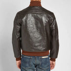 Men Pilot Vintage Brown Flying A-1 Airforce Bomber Leather Jacket