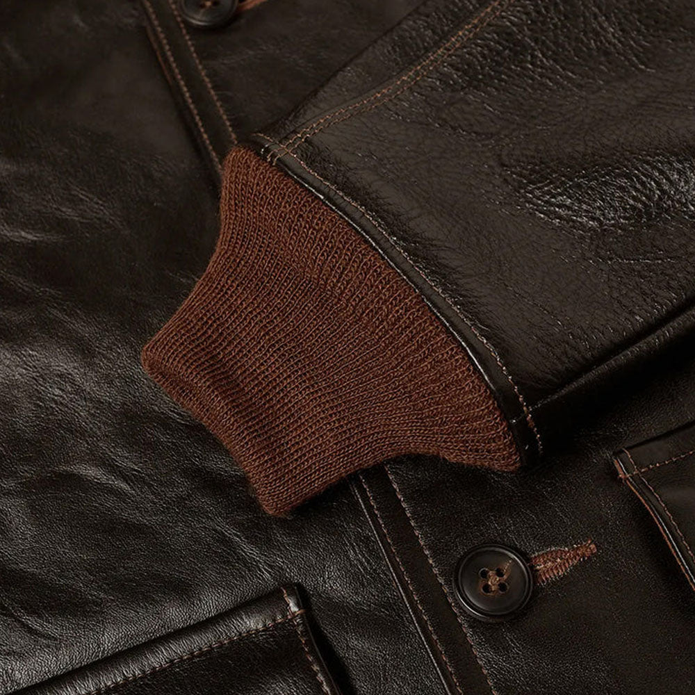 Men Pilot Vintage Brown Flying A-1 Airforce Bomber Leather Jacket