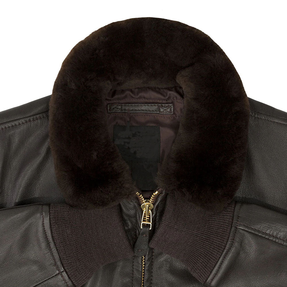 Men Military Airforce Fur Collar G-2 Flight B3 Brown Bomber Leather Jacket