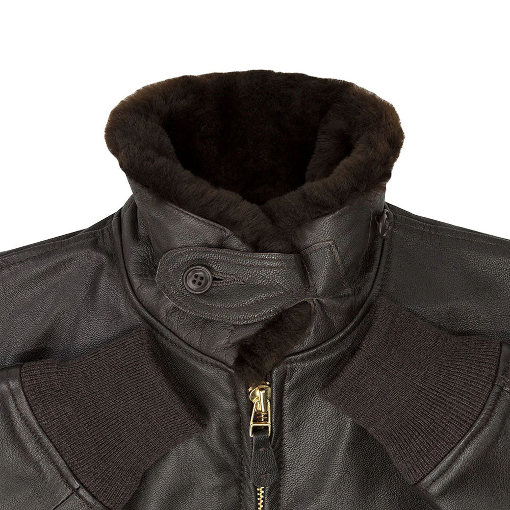 Men Military Airforce Fur Collar G-2 Flight B3 Brown Bomber Leather Jacket