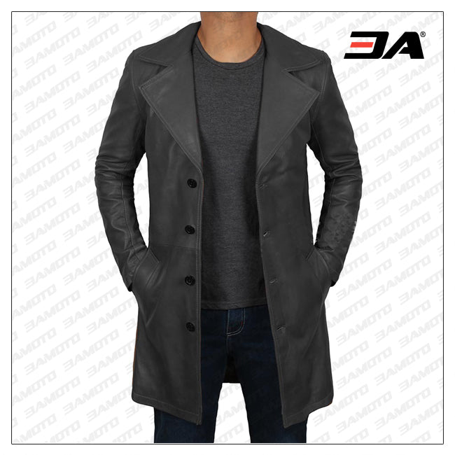 Jackson Mens Black Leather Car Coat - 100% Real Leather
