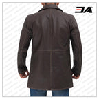 Winchester Distressed Brown Mens Leather Car Coat Jacket
