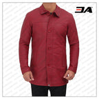 Bristol Genuine Maroon Leather Car Coat Mens