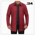 Bristol Genuine Maroon Leather Car Coat Mens