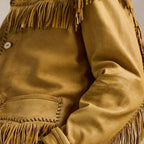 Vintage Real Western Native American Cowboy Rancher Bronze Leather Fringe Jacket For Men