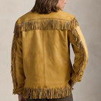 Vintage Real Western Native American Cowboy Rancher Bronze Leather Fringe Jacket For Men