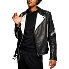 White Patched Sheep Leather Jacket For Men