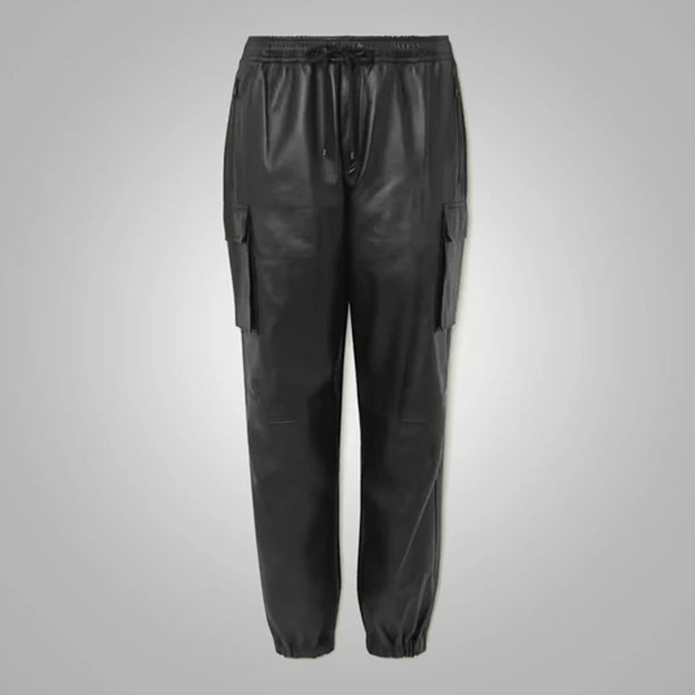 Mens Black Biker Leather Sheepskin Pants