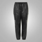 Mens Black Biker Leather Sheepskin Pants