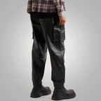 Mens Black Biker Leather Sheepskin Pants