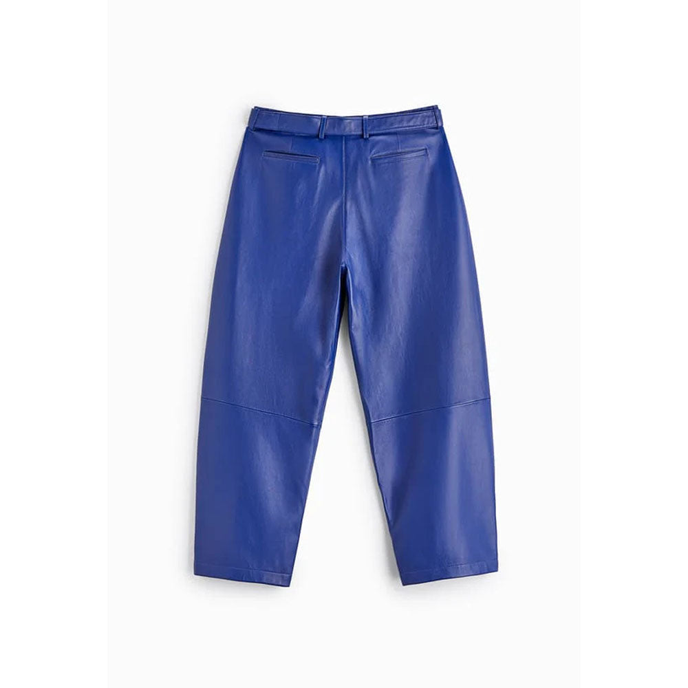 Blue Mens Sheepskin Leather Real Biker Pants