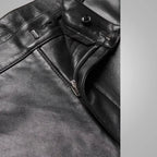Black Men Real Sheepskin Fashion Leather Biker Pants