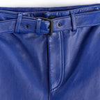 Blue Mens Sheepskin Leather Real Biker Pants