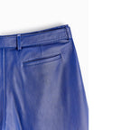 Blue Mens Sheepskin Leather Real Biker Pants