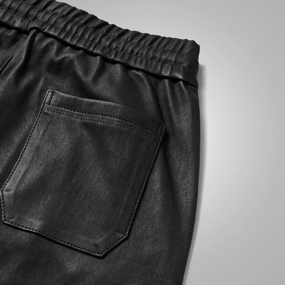 Men's New Style Black Sheepskin Leather Pants
