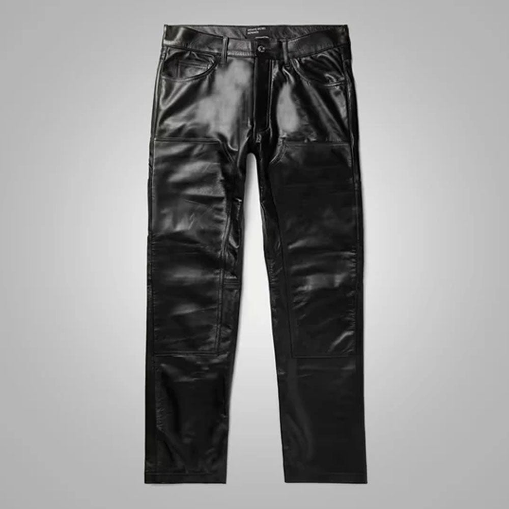 New Black Sheepskin Skinny Leather Pants